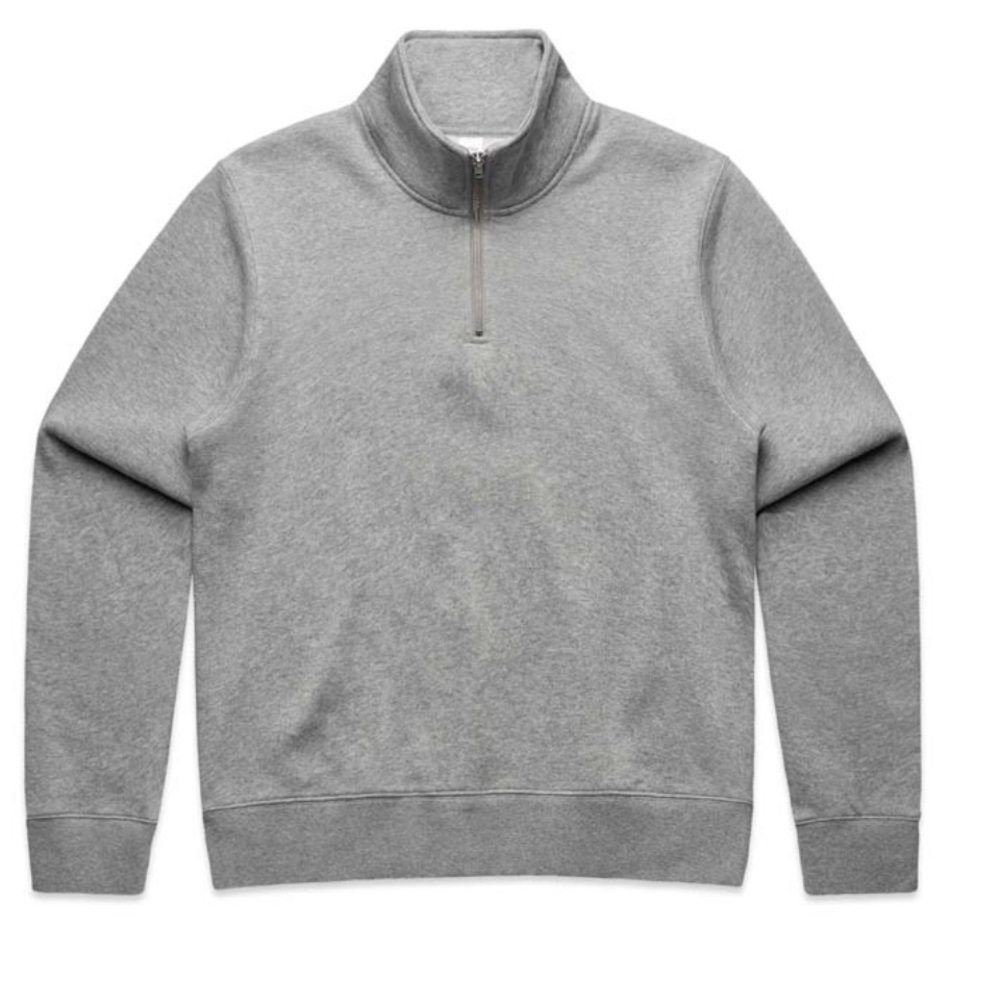 AS COLOUR Half Zip Crew Sweatshirt - Like New, Gray Melange, Small